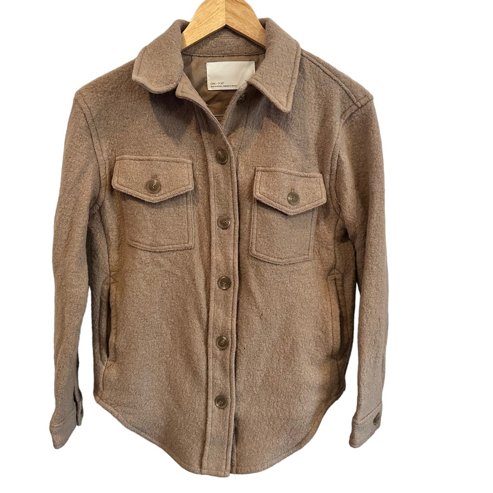 Oak + Fort tan camel beige wool blend ‎ button jacket women’s size XS barn